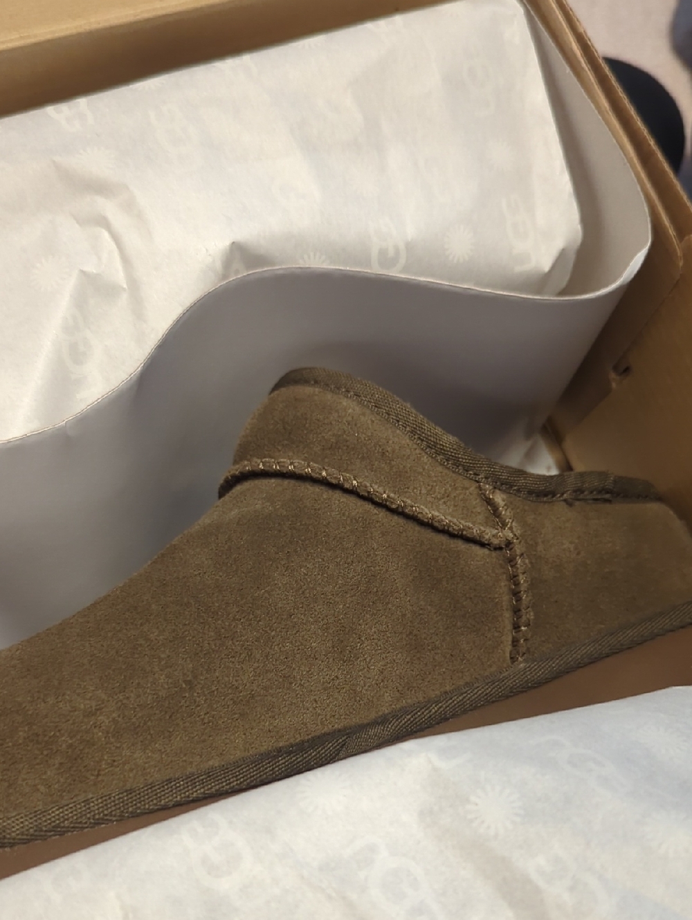 UGG Women's Brown Suede Shearling-Lined Slippers